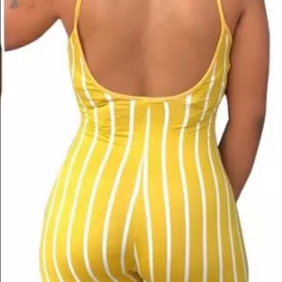 Pinstripe Jumpsuit YELLOW - Picture 3 of 3